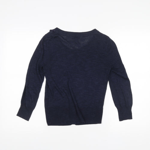Rocha John Rocha Womens Blue Size 8 Cardigan Crew Neck Long Sleeve