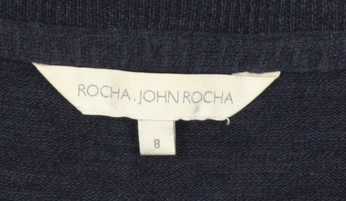 Rocha John Rocha Womens Blue Size 8 Cardigan Crew Neck Long Sleeve