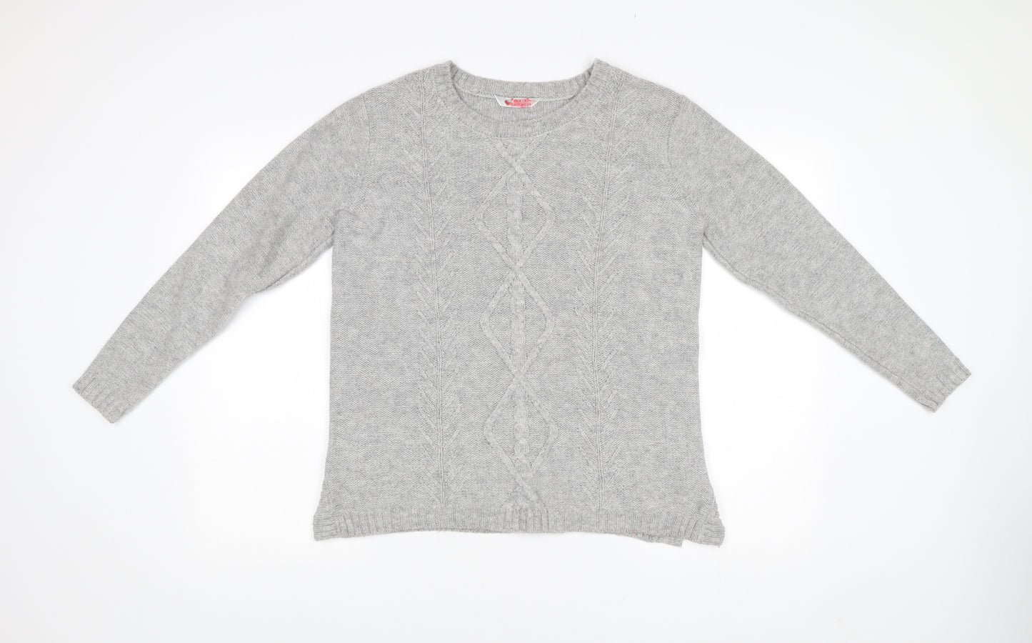 BHS Women’s Grey Cable-Knit Pullover Jumper Size 16