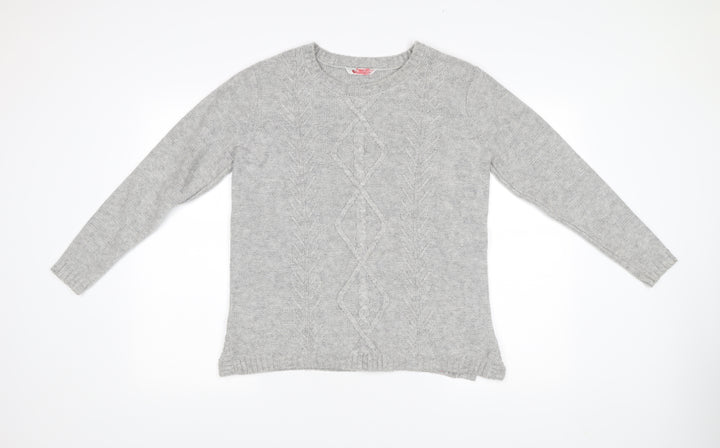 BHS Women’s Grey Cable-Knit Pullover Jumper Size 16