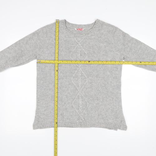 BHS Women’s Grey Cable-Knit Pullover Jumper Size 16