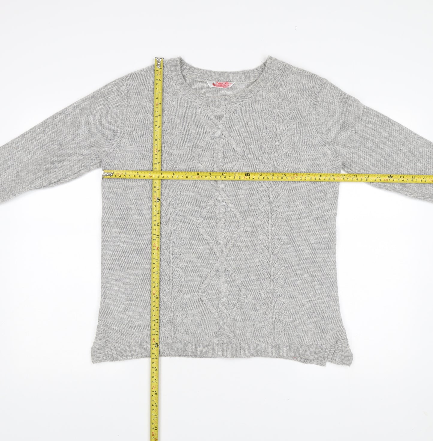 BHS Women’s Grey Cable-Knit Pullover Jumper Size 16