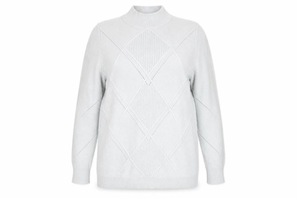 Front view of Damart Women’s Grey jumper, size UK 18/20, Mock Neck Knit