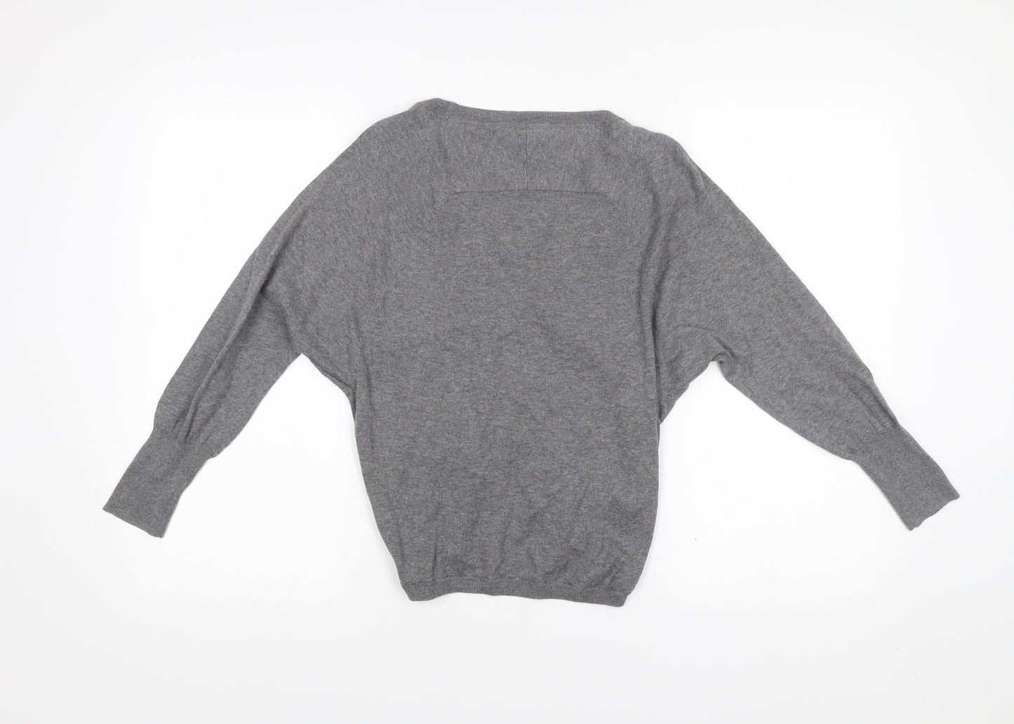 Fat Face Women’s Grey Cotton Cardigan Size 10 V-Neck Long Sleeve Knit