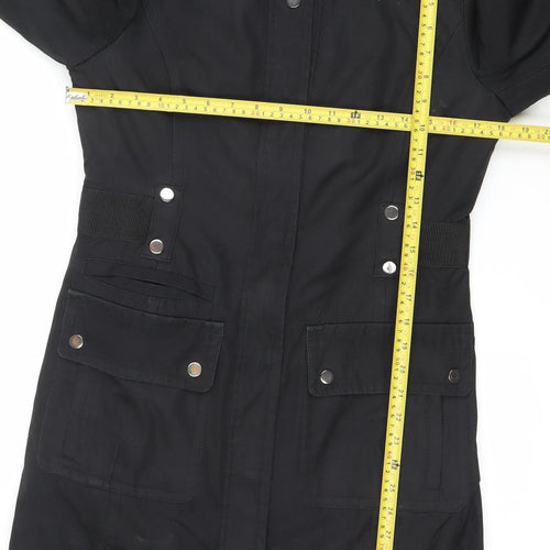 Principles Women’s Black Parka Coat Size 8 Faux Fur Hood Winter Jacket