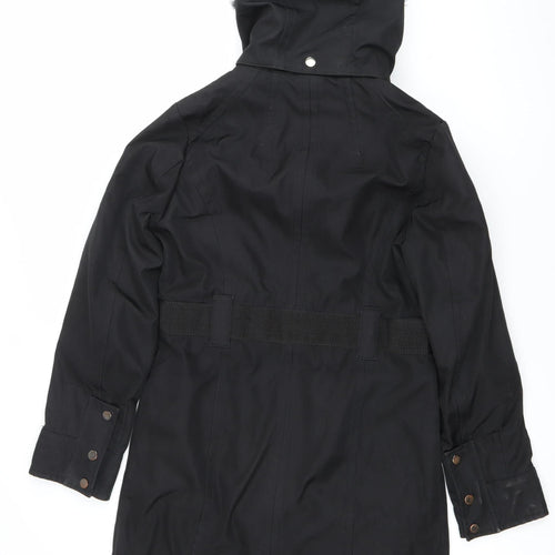 Principles Women’s Black Parka Coat Size 8 Faux Fur Hood Winter Jacket