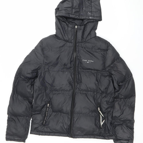 Pink Soda Women’s Black UK 8 Puffer Jacket Hooded Lightweight