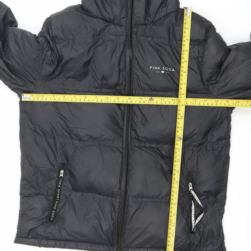 Pink Soda Women’s Black UK 8 Puffer Jacket Hooded Lightweight