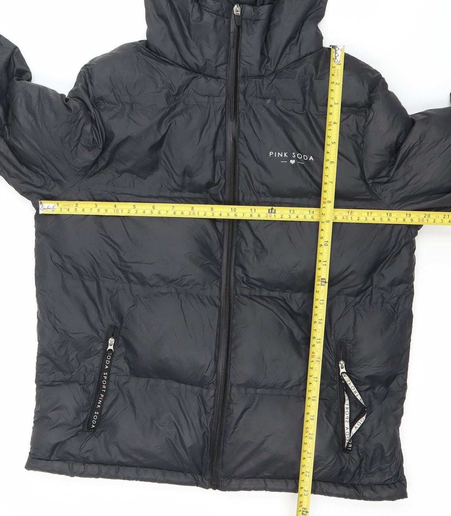 Pink Soda Women’s Black UK 8 Puffer Jacket Hooded Lightweight