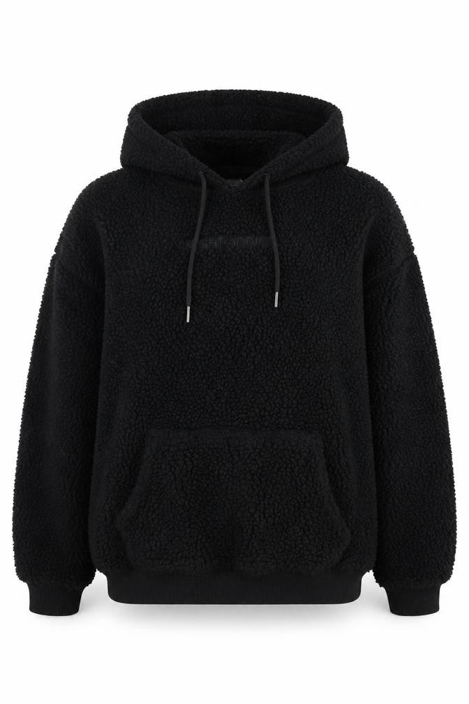 Front view of Night Addict women’s black hoodie m pullover hooded polyester warm