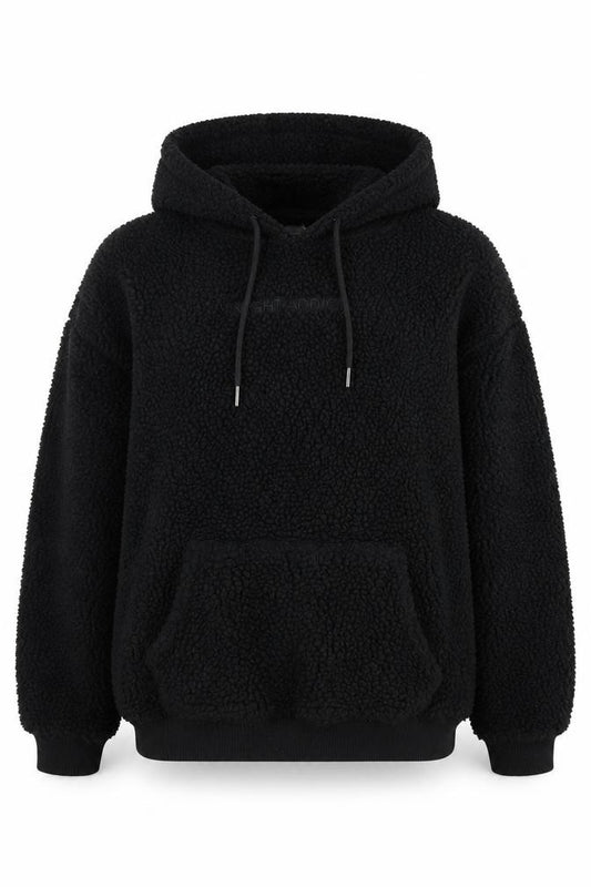 Front view of Night Addict women’s black hoodie m pullover hooded polyester warm