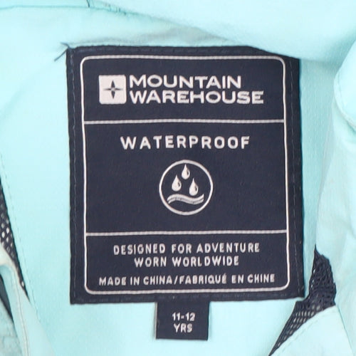 Mountain Warehouse Boys Blue Waterproof Hooded Rain Coat Jacket 11-12 Years