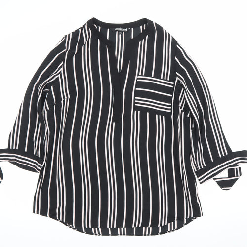 The Collection Debenhams Womens Black Striped Blouse Size 12 V-Neck 3/4 Sleeve