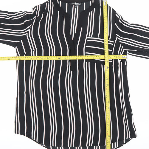 The Collection Debenhams Womens Black Striped Blouse Size 12 V-Neck 3/4 Sleeve