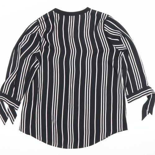 The Collection Debenhams Womens Black Striped Blouse Size 12 V-Neck 3/4 Sleeve