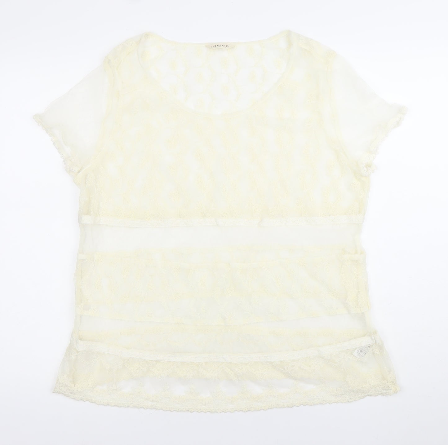 Marks and Spencer Women’s Ivory Lace Tunic Blouse UK 16 Scoop Neck