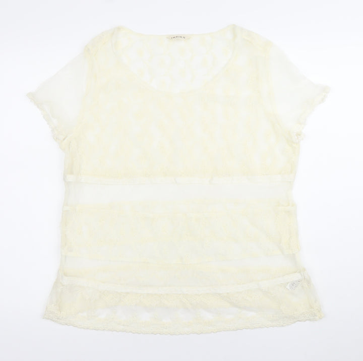 Marks and Spencer Women’s Ivory Lace Tunic Blouse UK 16 Scoop Neck