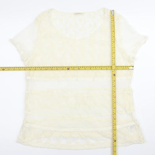 Marks and Spencer Women’s Ivory Lace Tunic Blouse UK 16 Scoop Neck