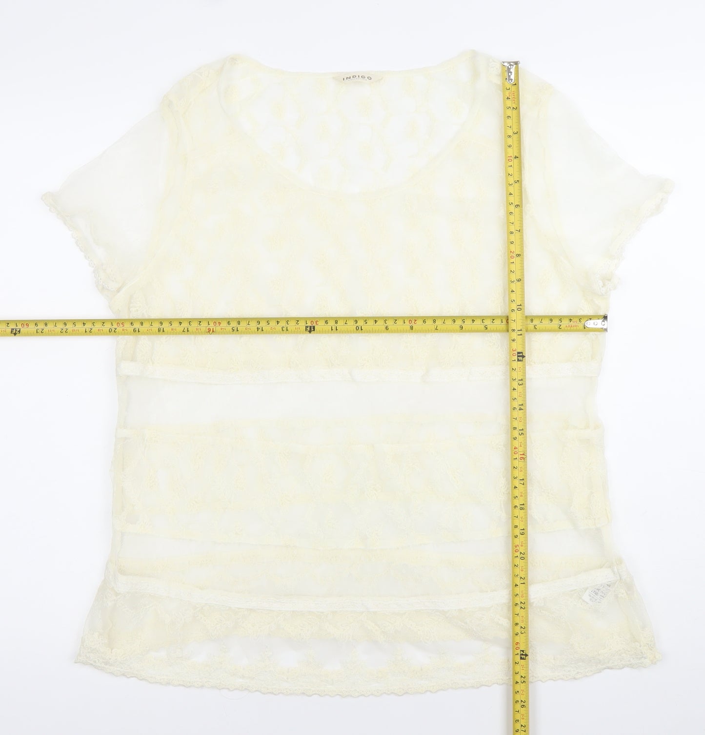 Marks and Spencer Women’s Ivory Lace Tunic Blouse UK 16 Scoop Neck