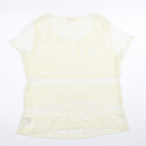 Marks and Spencer Women’s Ivory Lace Tunic Blouse UK 16 Scoop Neck
