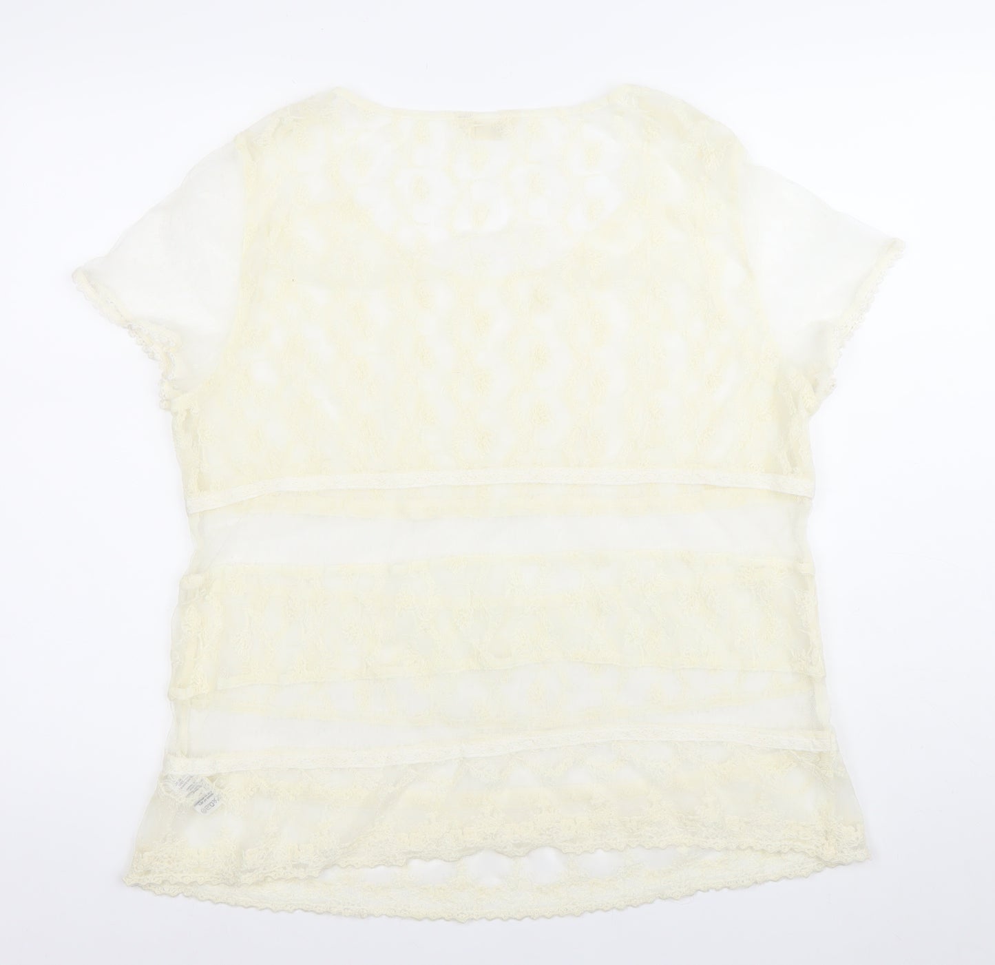 Marks and Spencer Women’s Ivory Lace Tunic Blouse UK 16 Scoop Neck