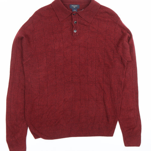 Dockers Men’s Red Long Sleeve Polo Knit Jumper Size M