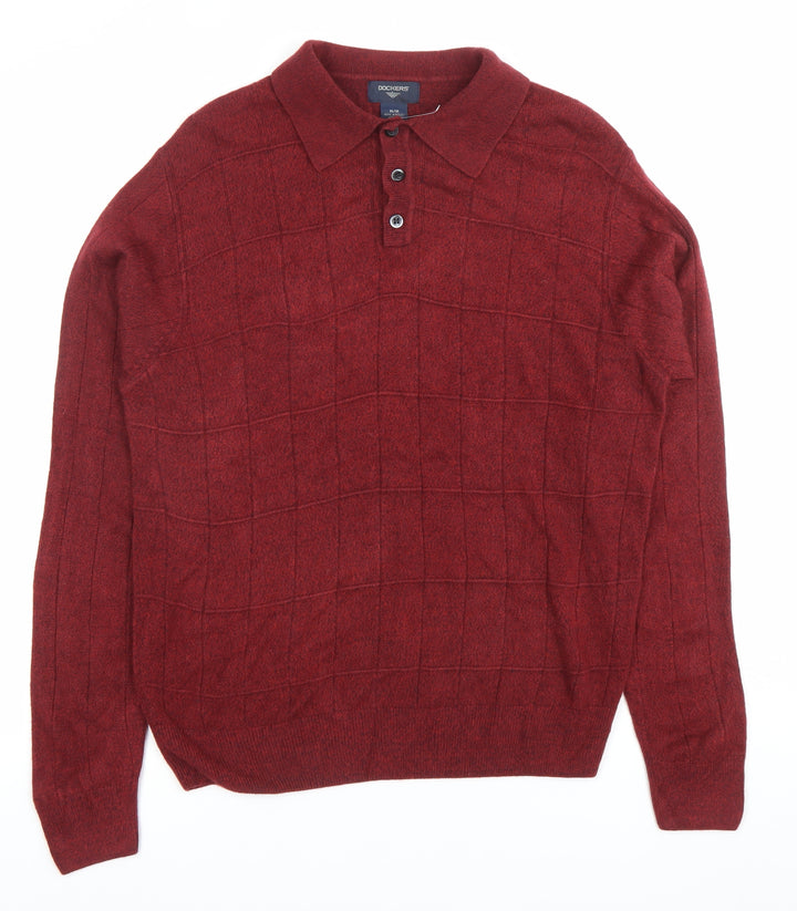 Dockers Men’s Red Long Sleeve Polo Knit Jumper Size M