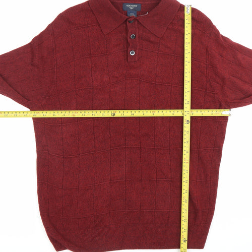 Dockers Men’s Red Long Sleeve Polo Knit Jumper Size M