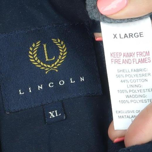 Lincoln Men’s Blue XL Jacket Regular Fit Mid-Length Cotton Blend