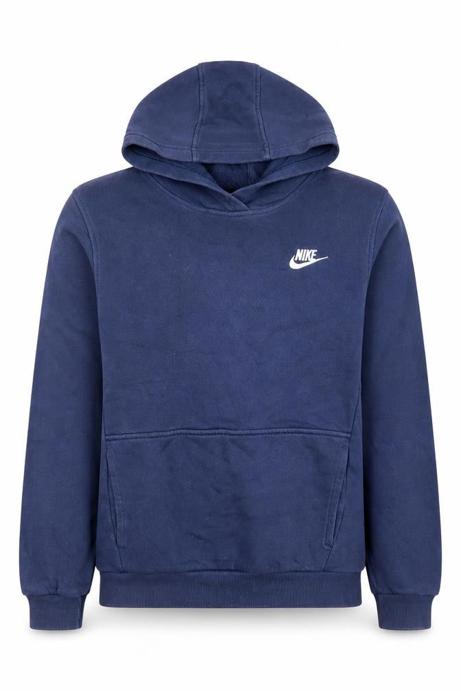 Front view of Nike boys’ blue pullover hoodie 12-13 years regular fit sportswear