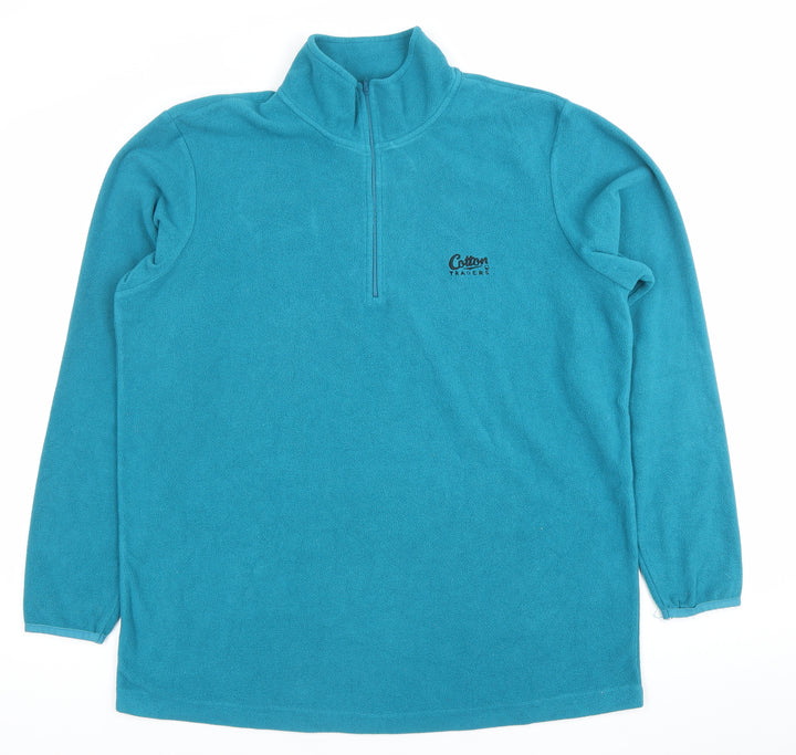 Cotton Traders Men’s Blue Fleece Sweatshirt L Mock Neck Half Zip