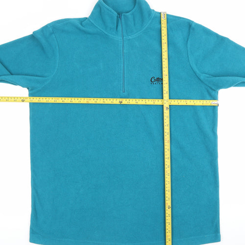 Cotton Traders Men’s Blue Fleece Sweatshirt L Mock Neck Half Zip