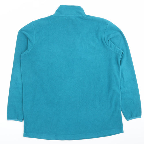 Cotton Traders Men’s Blue Fleece Sweatshirt L Mock Neck Half Zip