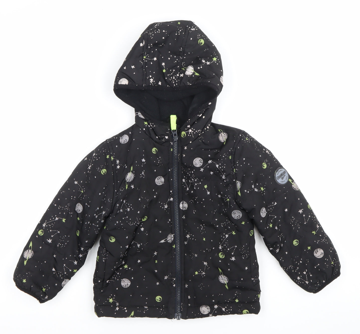 OshKosh B'gosh Boys Black Space Print Puffer Winter Jacket 3 Years