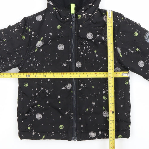 OshKosh B'gosh Boys Black Space Print Puffer Winter Jacket 3 Years
