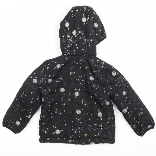 OshKosh B'gosh Boys Black Space Print Puffer Winter Jacket 3 Years