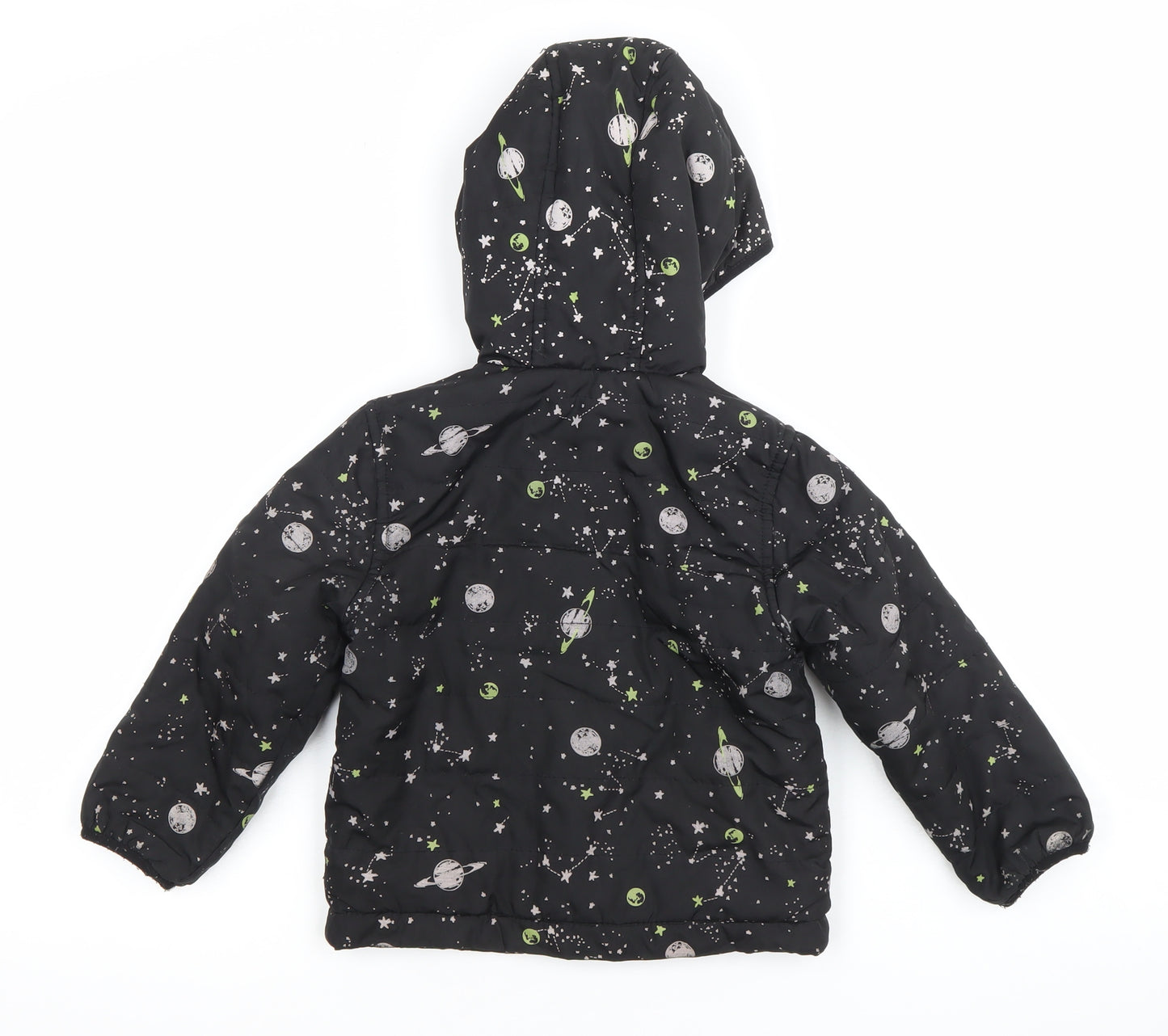 OshKosh B'gosh Boys Black Space Print Puffer Winter Jacket 3 Years