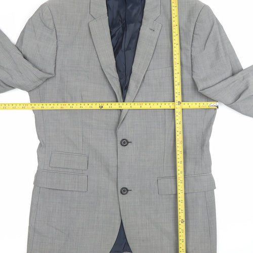 Topman Men’s Grey Slim Fit Suit Jacket 38R Wool Blend 2 Button