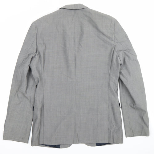 Topman Men’s Grey Slim Fit Suit Jacket 38R Wool Blend 2 Button
