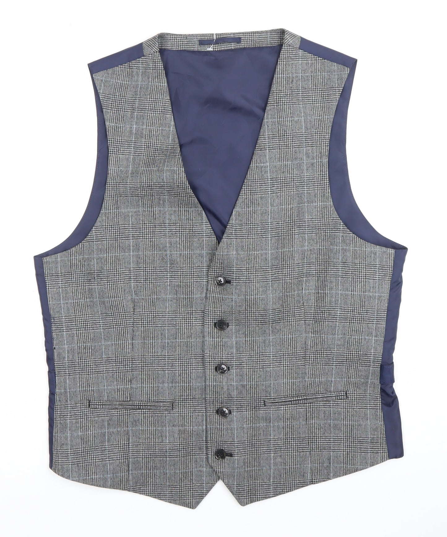 Burton Menswear Men's Grey Checked Wool Waistcoat Size M 38-41" Chest