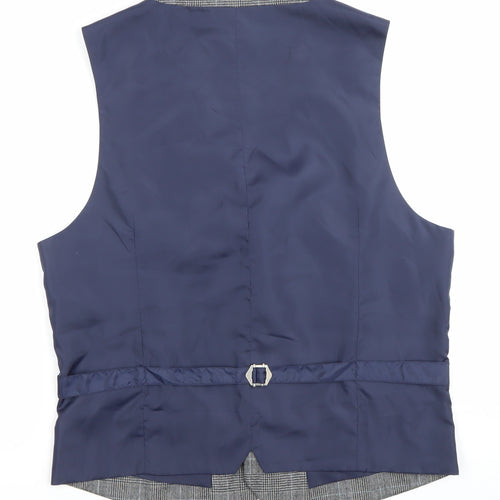 Burton Menswear Men's Grey Checked Wool Waistcoat Size M 38-41" Chest