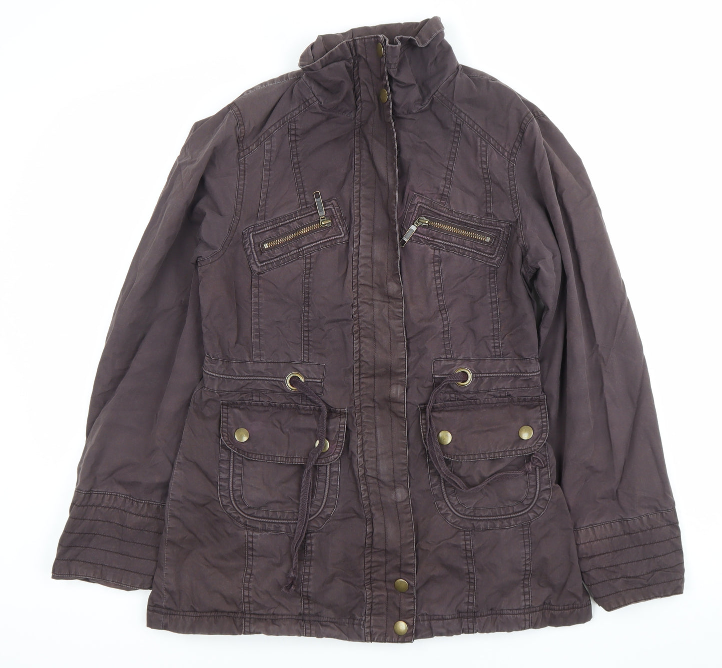 TU Women Brown Size 8 Military Jacket with Pockets