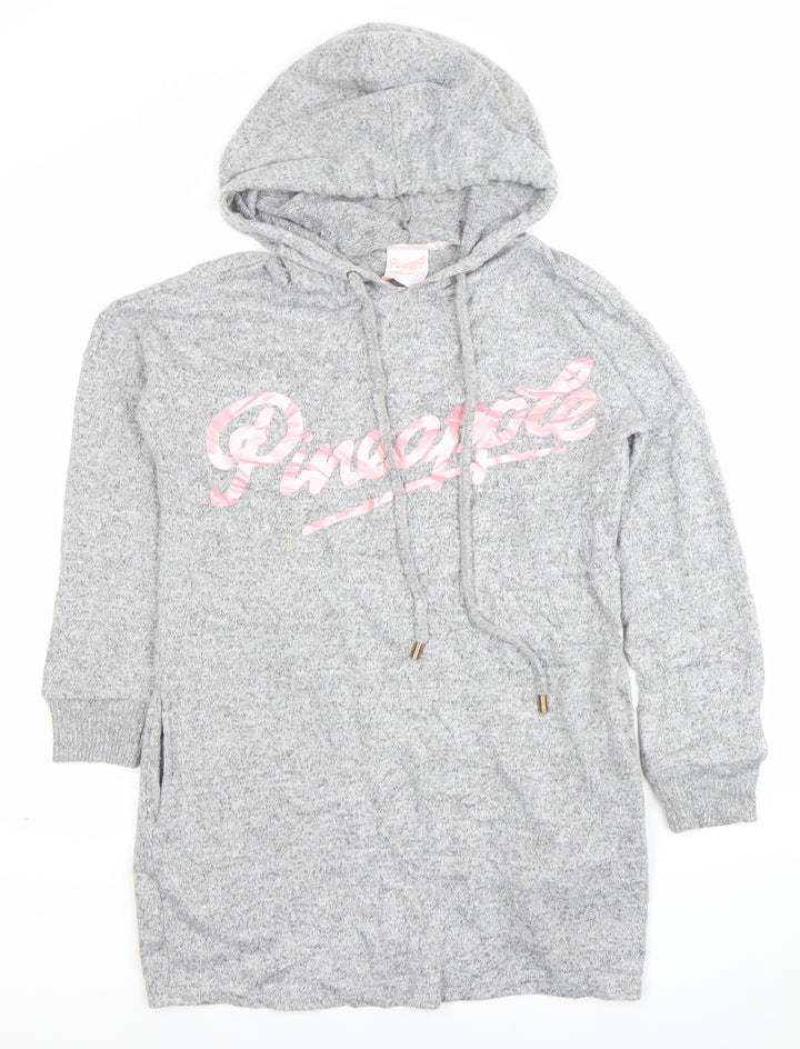 Pineapple Women Grey XS Hoodie T-Shirt Dress Casual Lounge