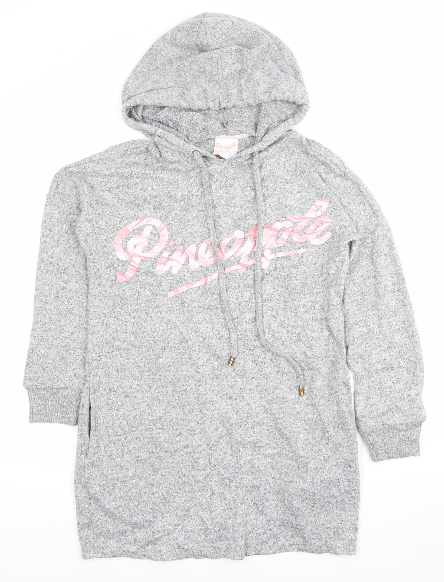 Pineapple Women Grey XS Hoodie T-Shirt Dress Casual Lounge