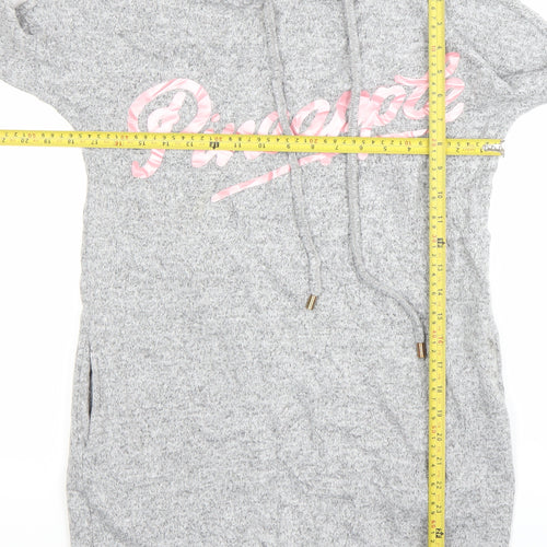 Pineapple Women Grey XS Hoodie T-Shirt Dress Casual Lounge