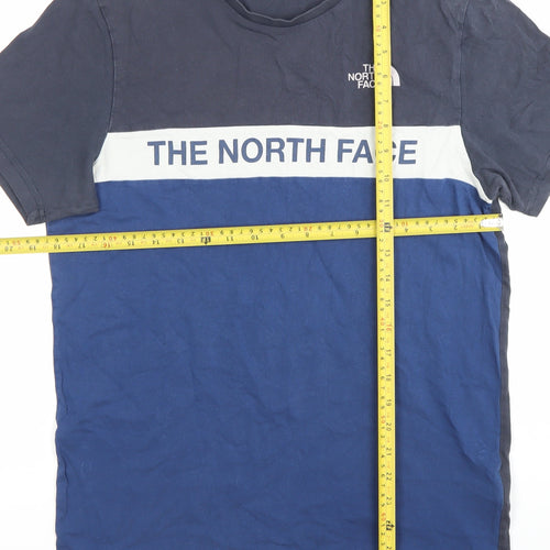 The North Face Men's Blue Small Colourblock Logo Cotton T-Shirt