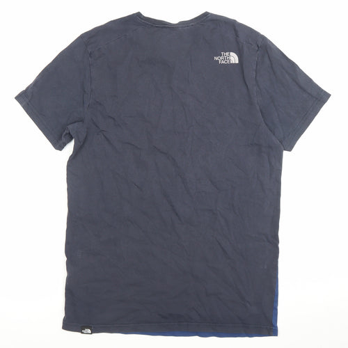 The North Face Men's Blue Small Colourblock Logo Cotton T-Shirt