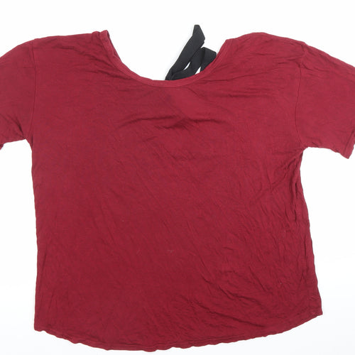 Boohoo Women’s Red Short Sleeve Bow Back T-Shirt Size 10