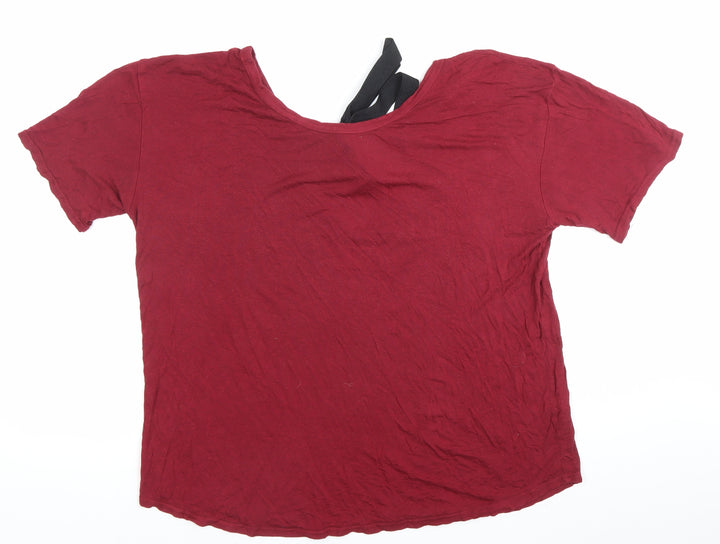 Boohoo Women’s Red Short Sleeve Bow Back T-Shirt Size 10