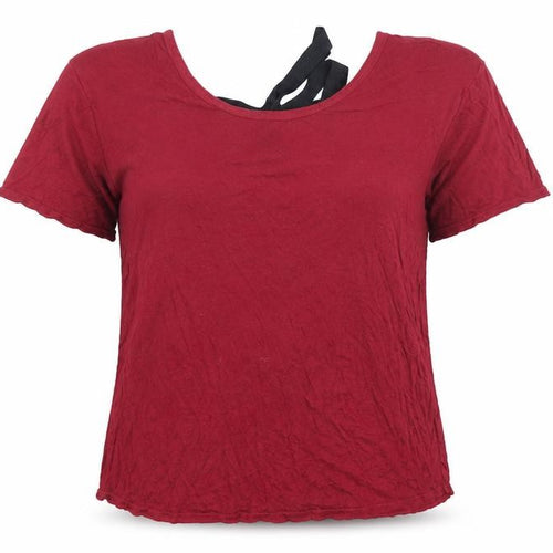 Boohoo Women’s Red Short Sleeve Bow Back T-Shirt Size 10
